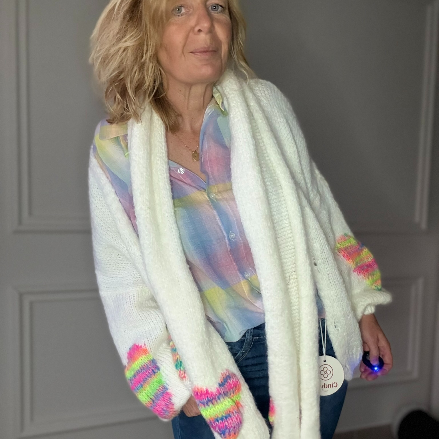 gilet pastel avec écharpe