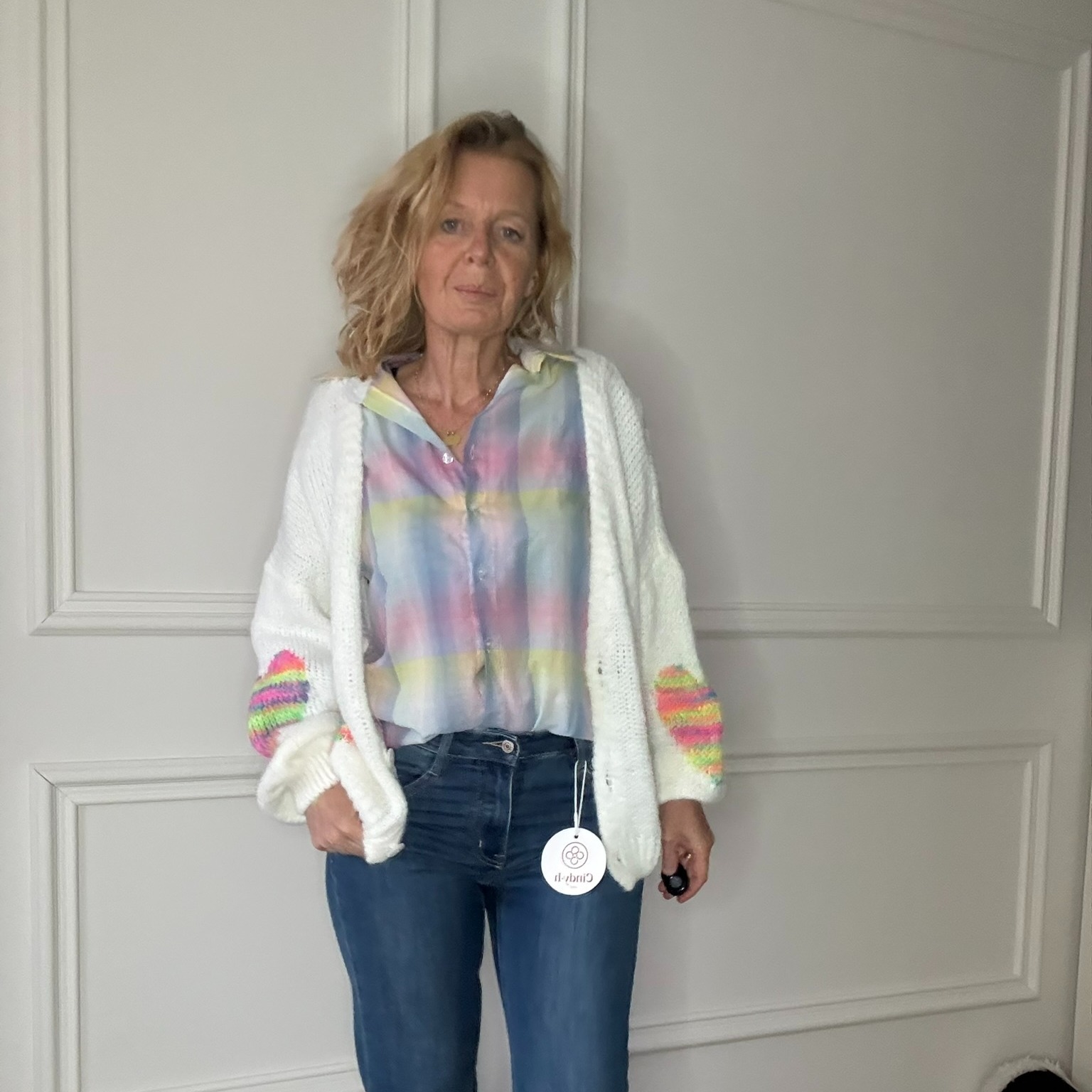 gilet pastel avec écharpe