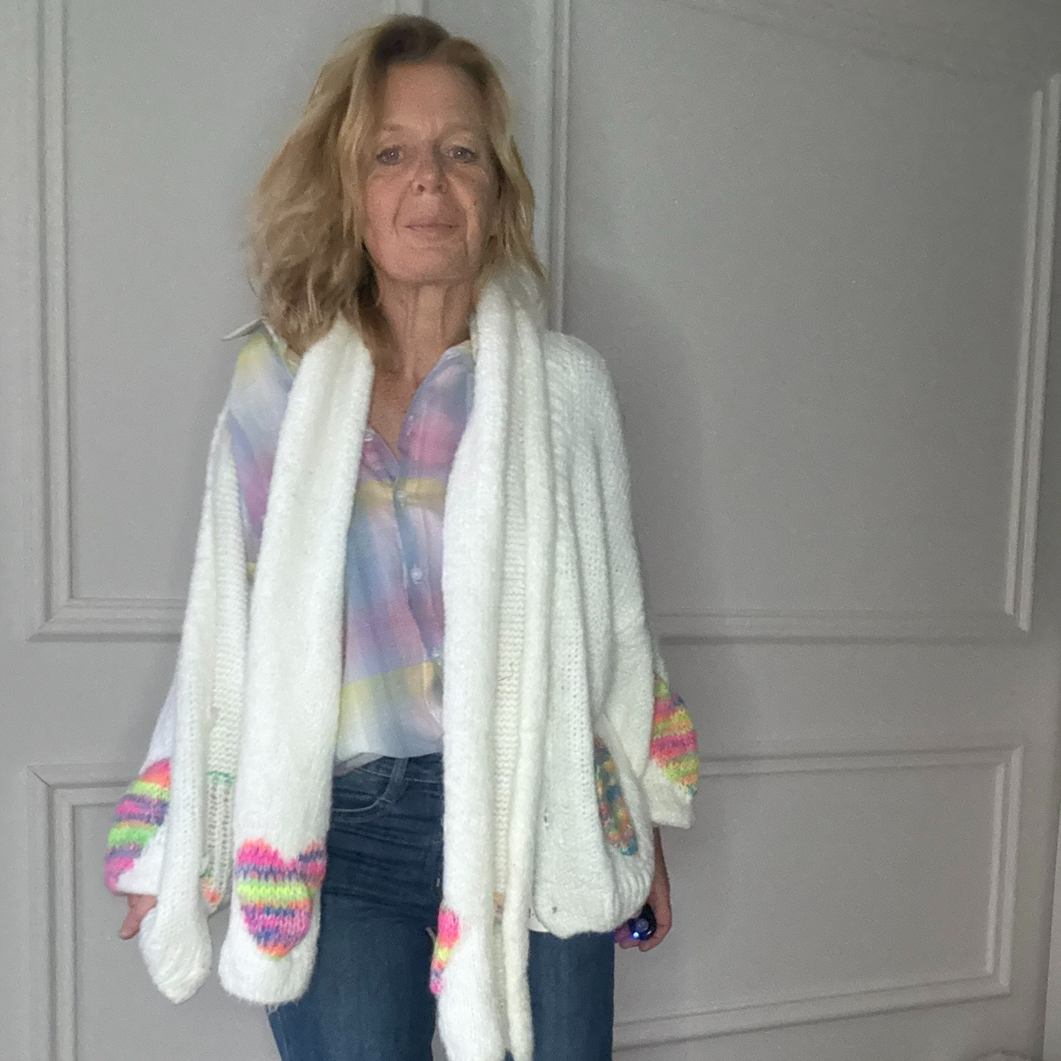 gilet pastel avec écharpe
