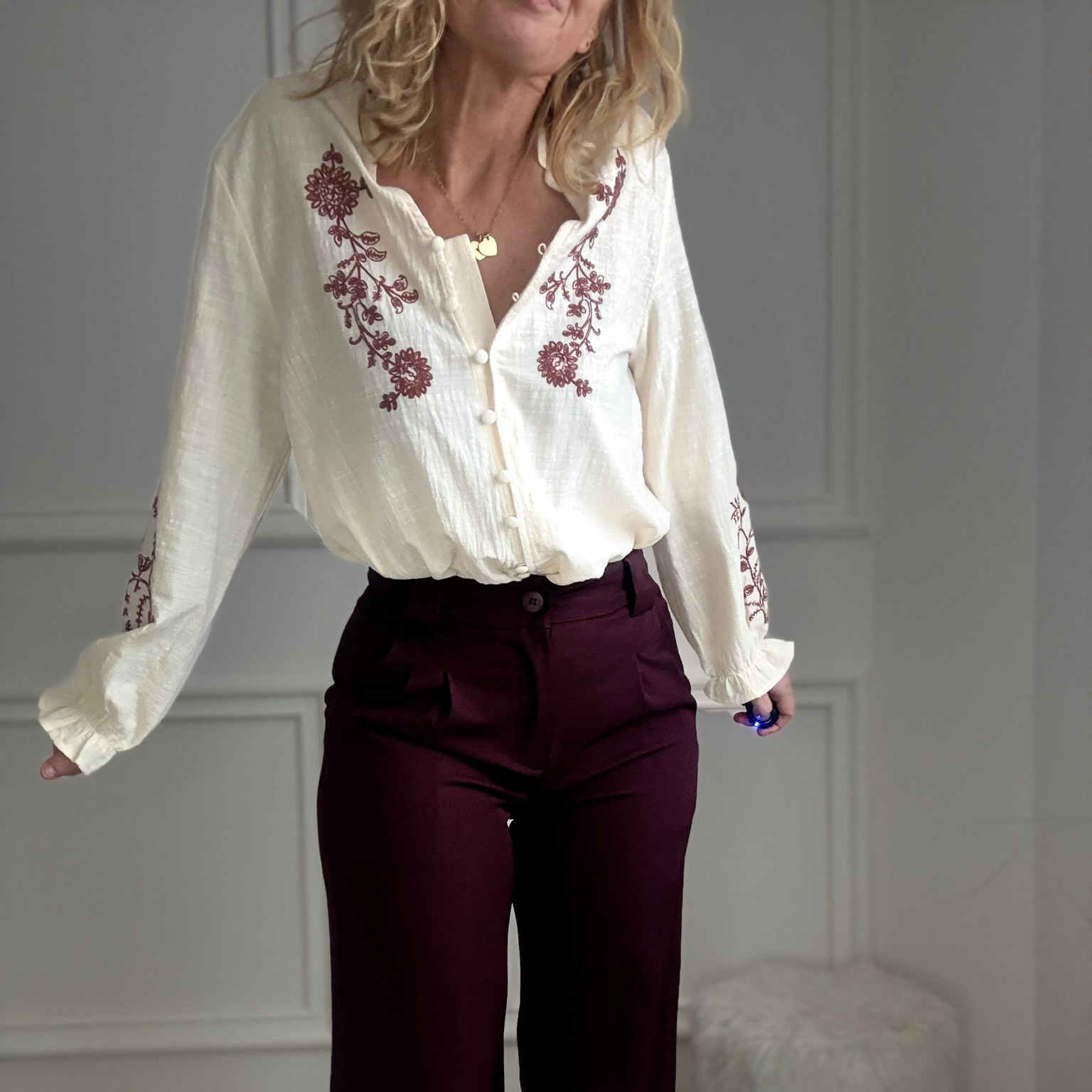 blouse beige bordeau (1)