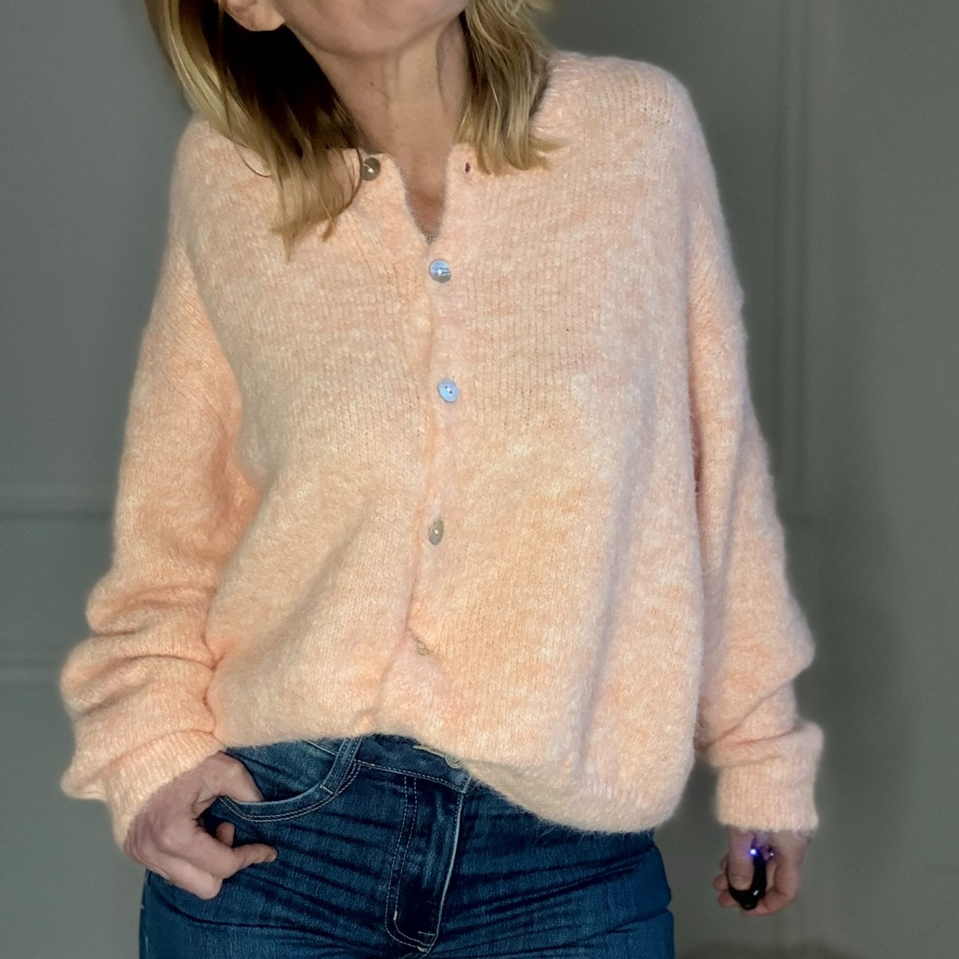 Pull abricot maille douce musy muse (6)