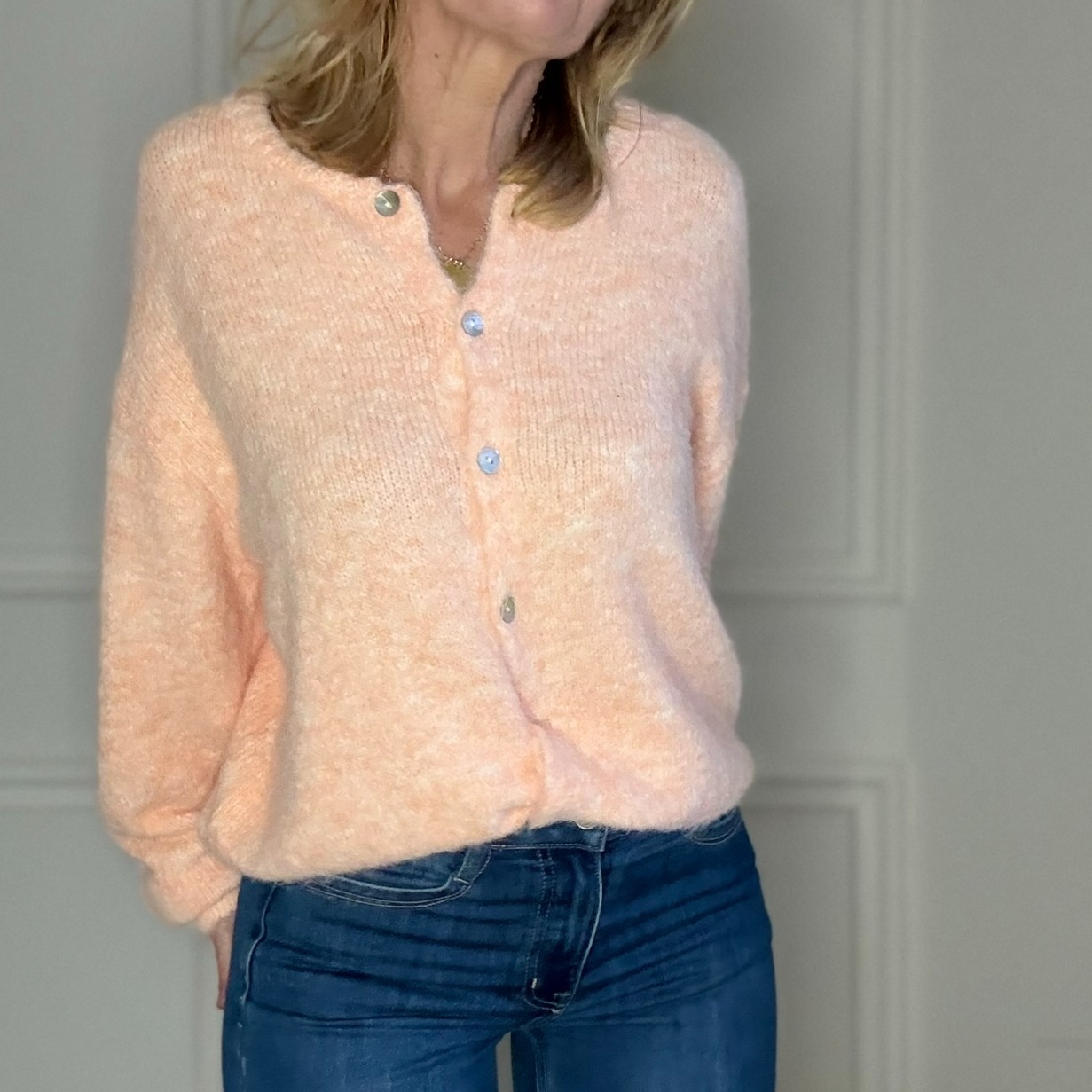Pull abricot maille douce musy muse (12)