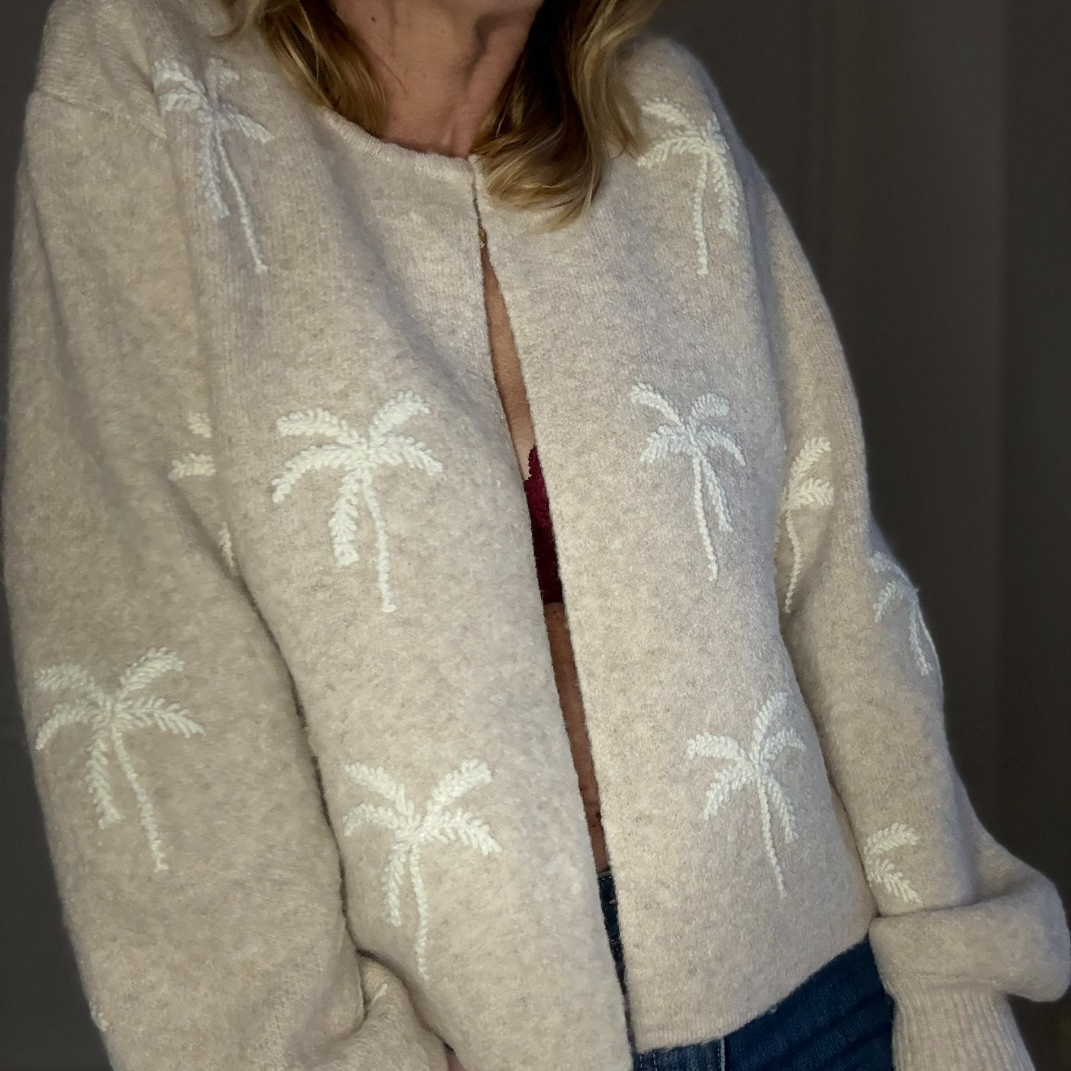 cardigan beige palmier musy muse (1)