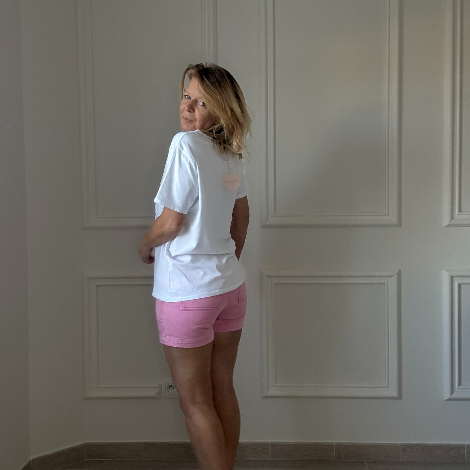 APRIL VINTAGE - MAMAN DAMOUR - TEE SHIRT BLANC INSCRIPTION PAILLETTE ROSE (5)