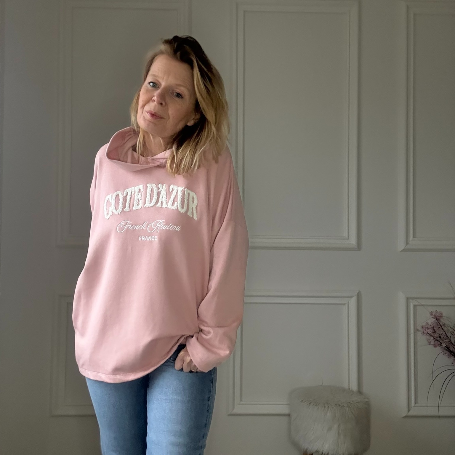 COTE DAZUR - april vintage - Sweat à capuche  broderie texturée