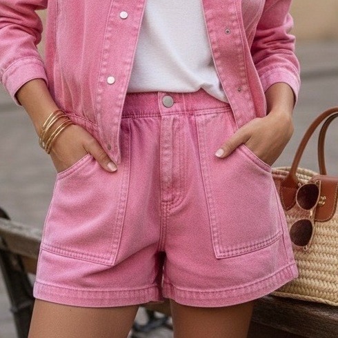 CIMINY Short en jean rose avec poches plaquées AURELIEN (5)