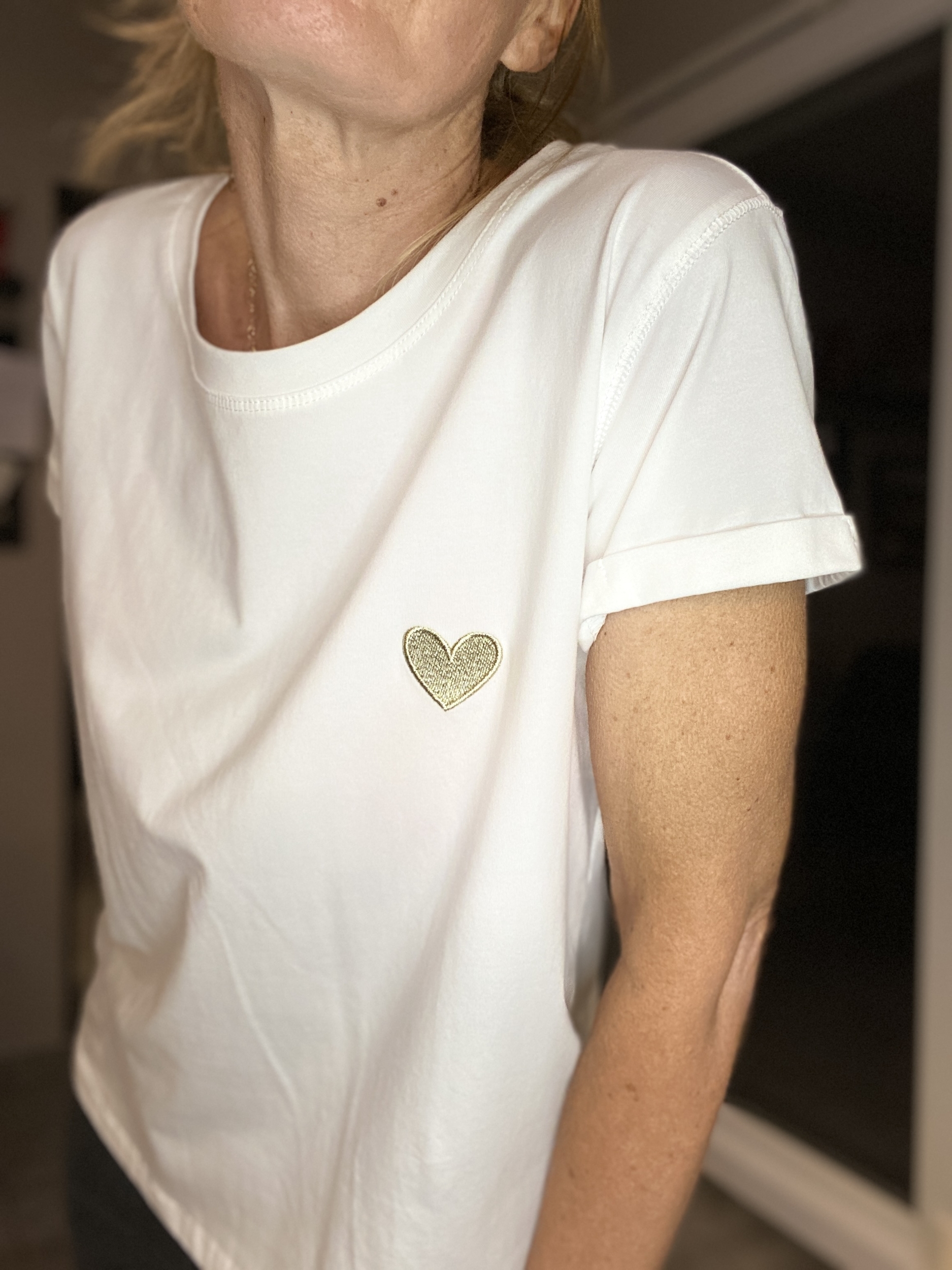 EMME ELLA TEE SHIRT BLANC COEUR DORE