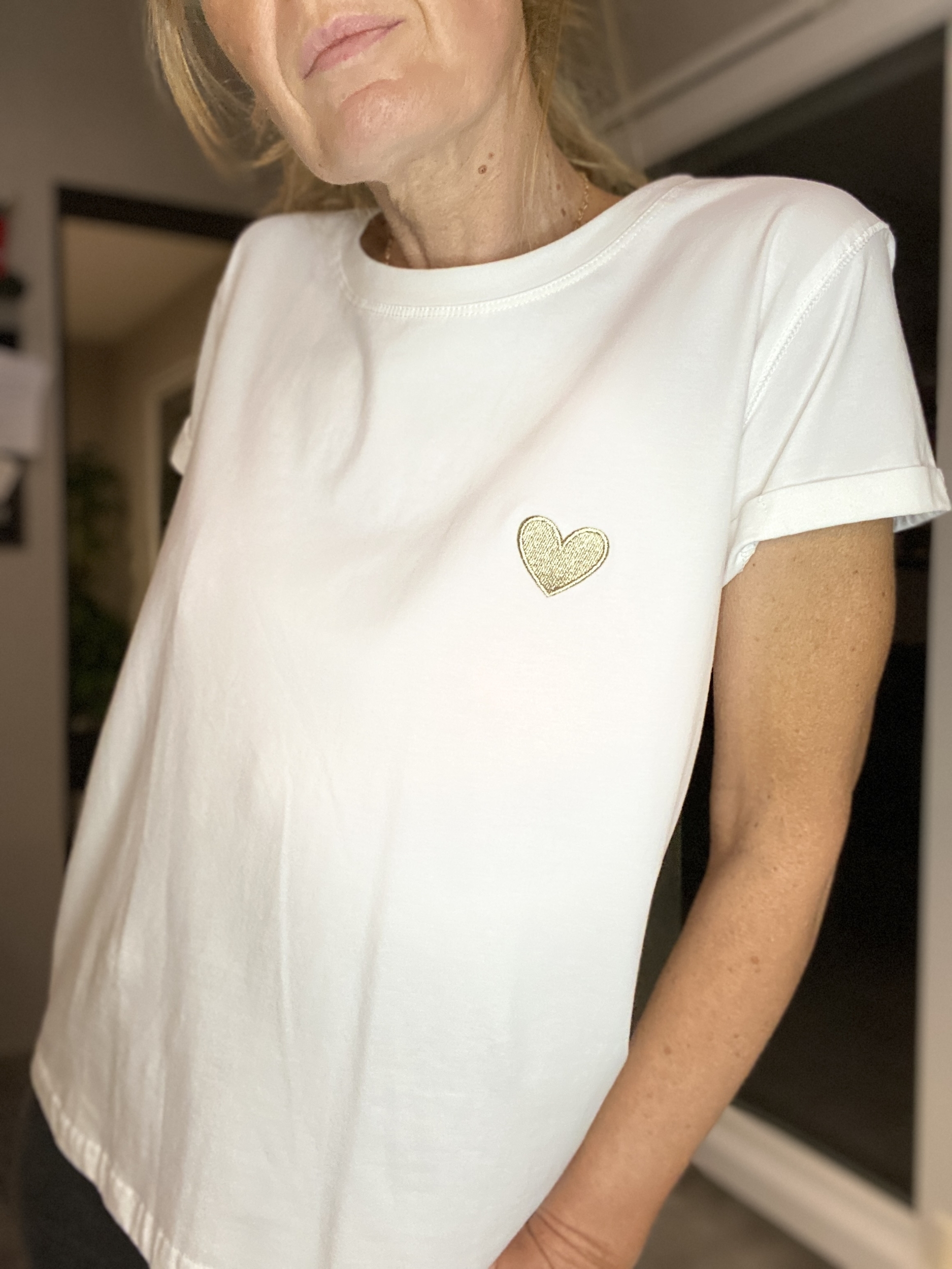 EMME ELLA TEE SHIRT BLANC COEUR DORE