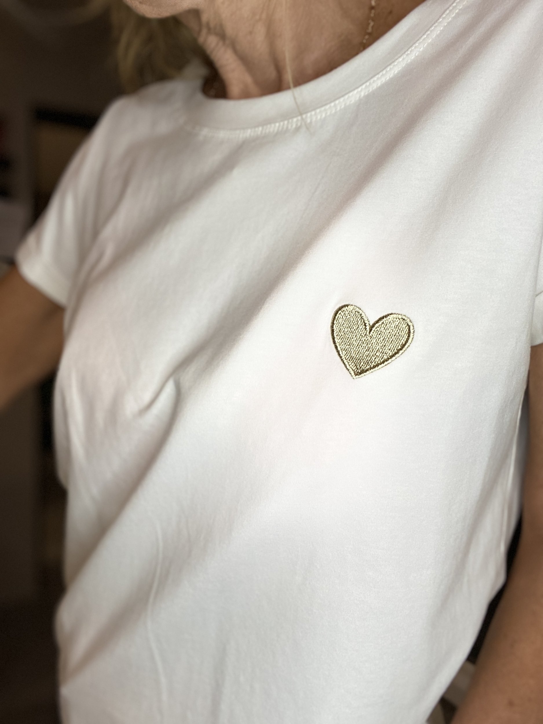EMME ELLA TEE SHIRT BLANC COEUR DORE