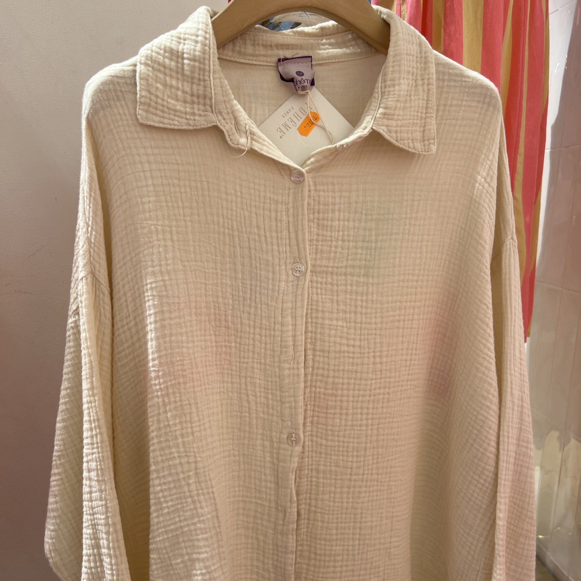CHEMISE EN GAZE DE COTON BEIGE SWEETLIFE (2)
