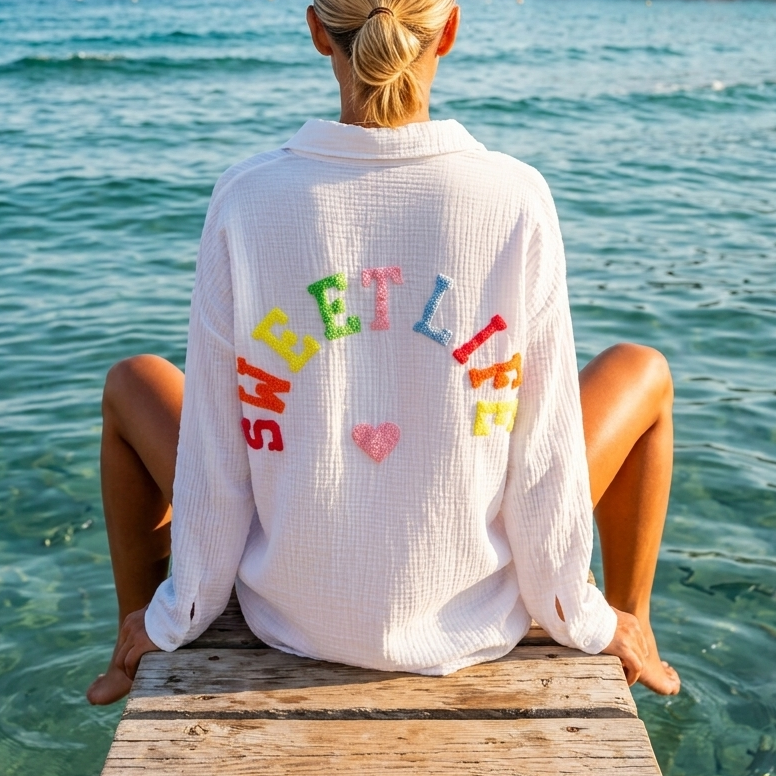 CHEMISE EN GAZE DE COTON BLANCHE SWEETLIFE