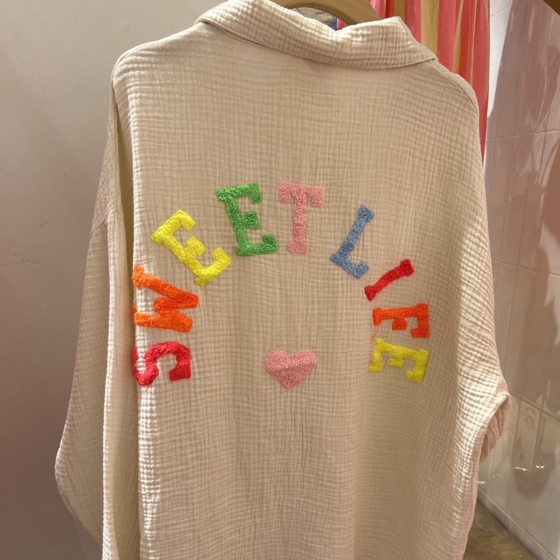 CHEMISE EN GAZE DE COTON BEIGE SWEETLIFE