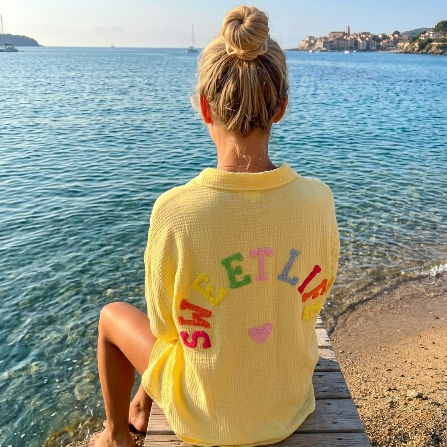 CHEMISE EN GAZE DE COTON JAUNE SWEETLIFE
