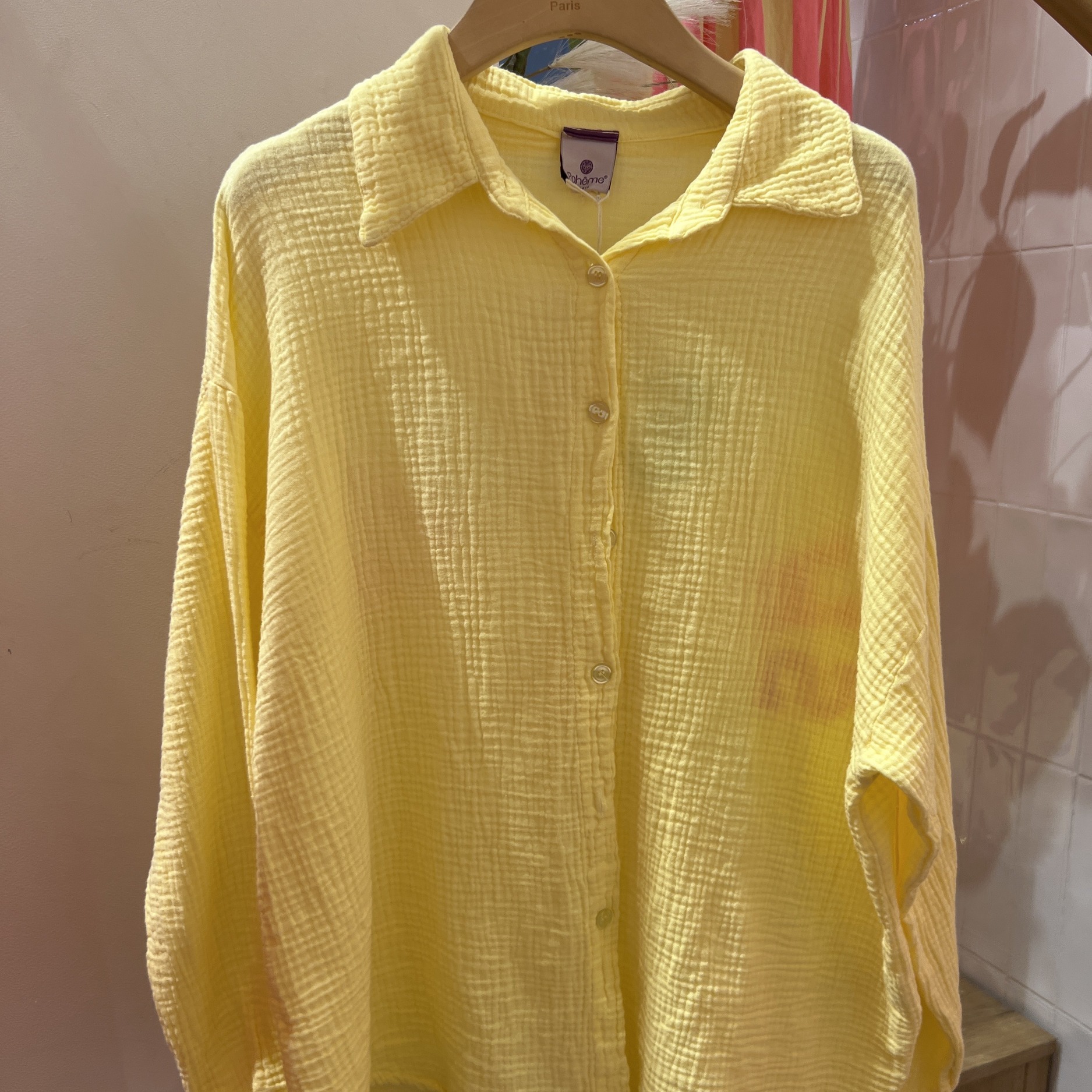 CHEMISE EN GAZE DE COTON JAUNE SWEETLIFE (3)