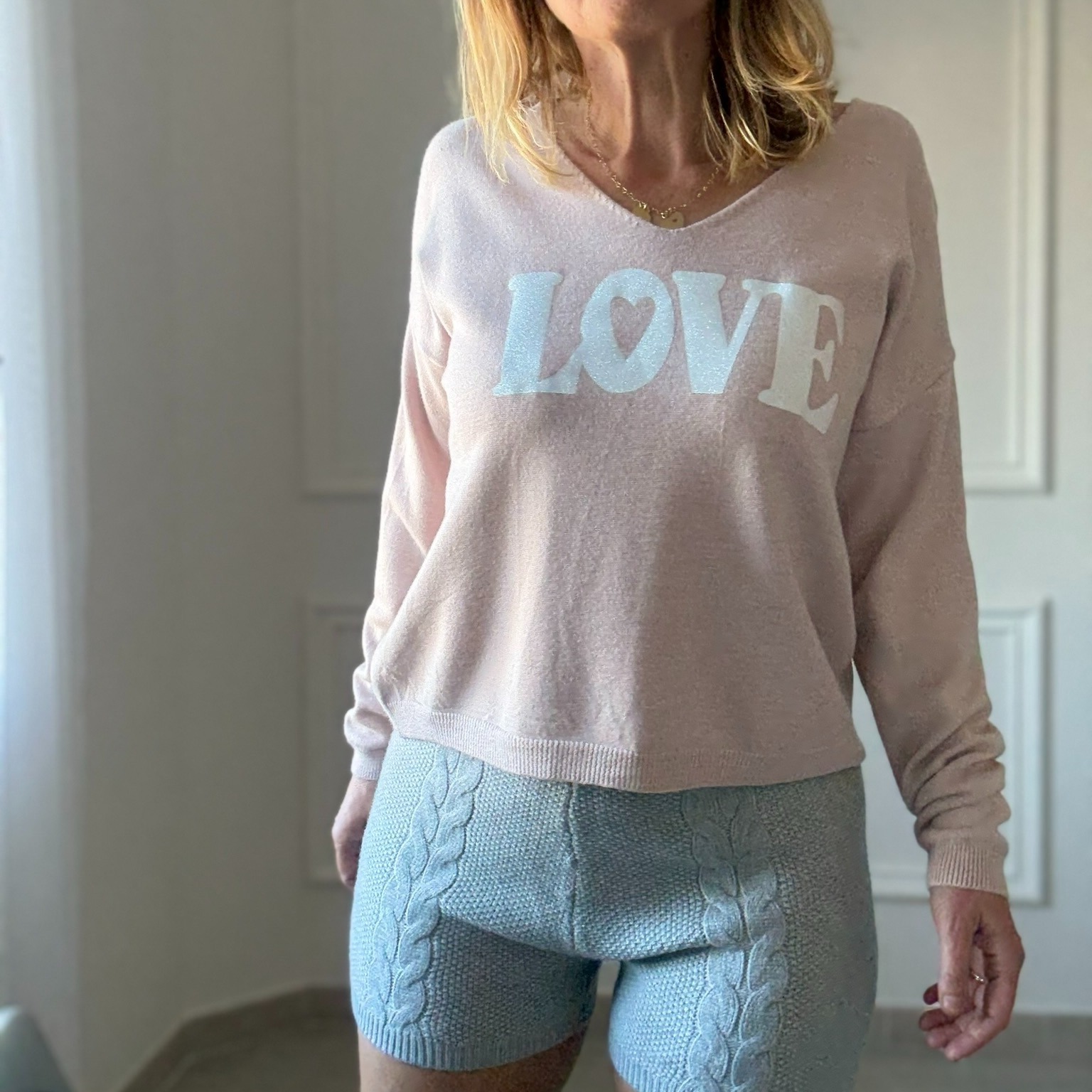 SHORT GRIS CIMINY EN MAILLE TORSADE COTELE  (3)
