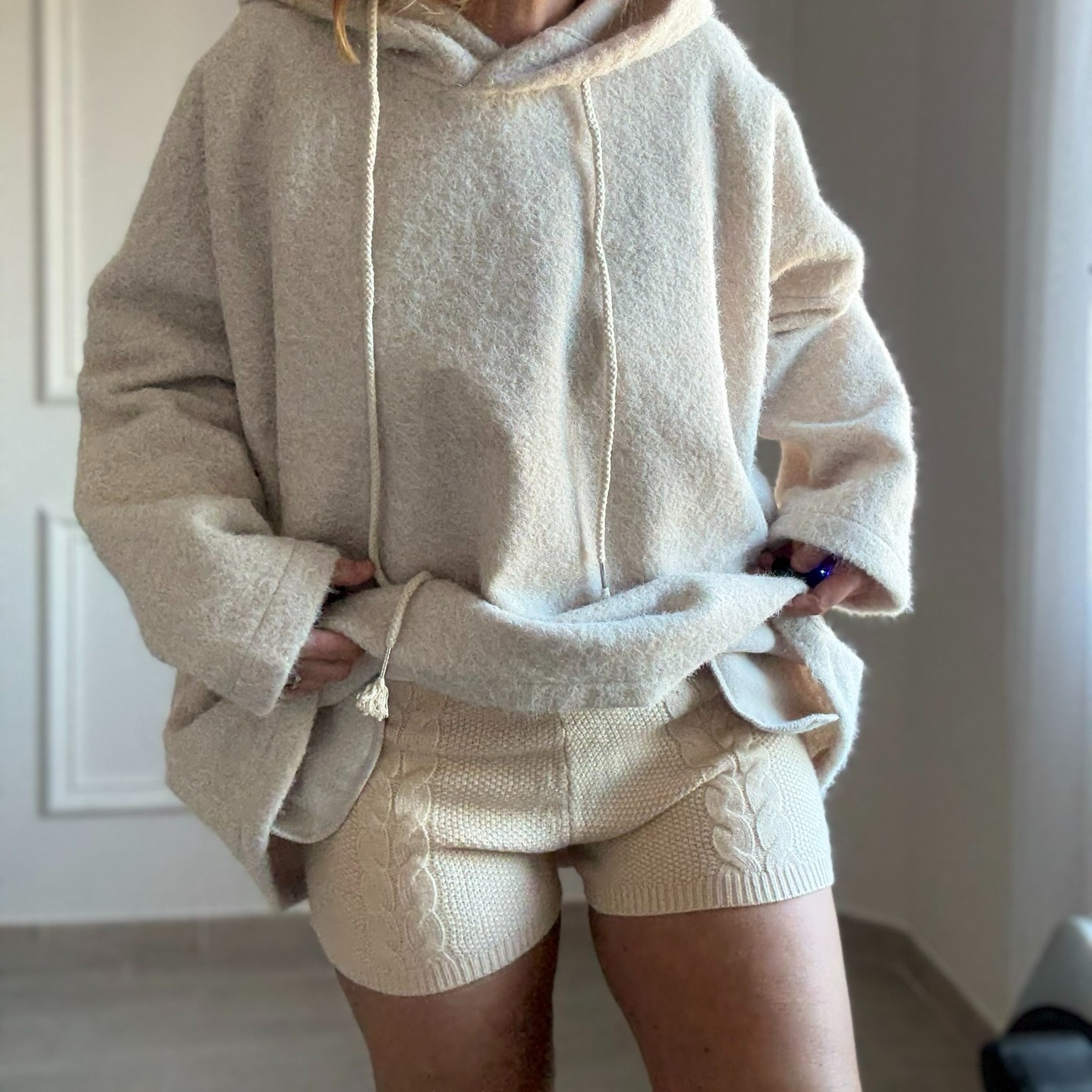 SHORT BEIGE CIMINY EN MAILLE TORSADE COTELE  (5)_5466