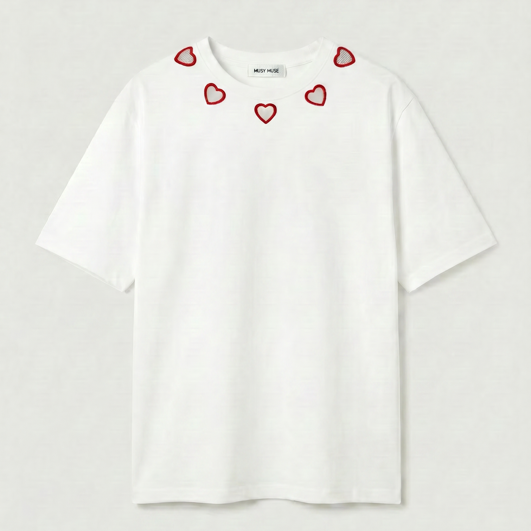T-SHIRT PETIT COEUR ROUGE COL MUSY MUSE