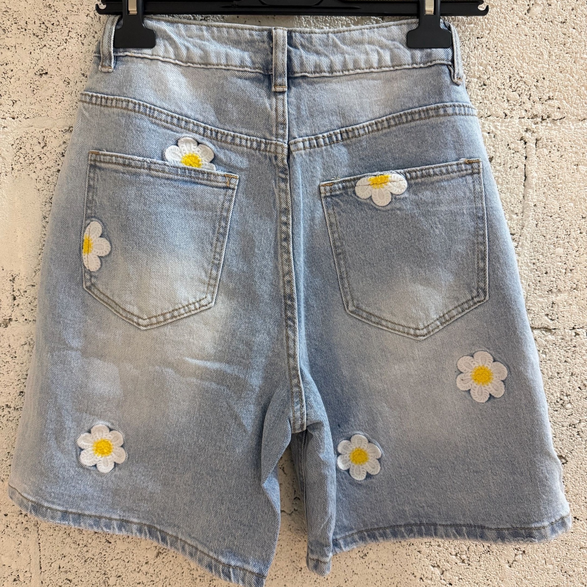bermuda femme jean FLEURS