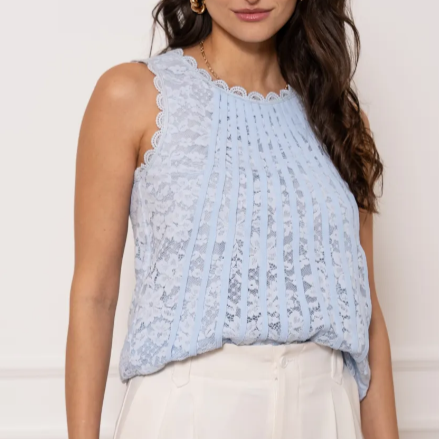 TOP BLEU CLAIR CHOKLATE DENTELLE