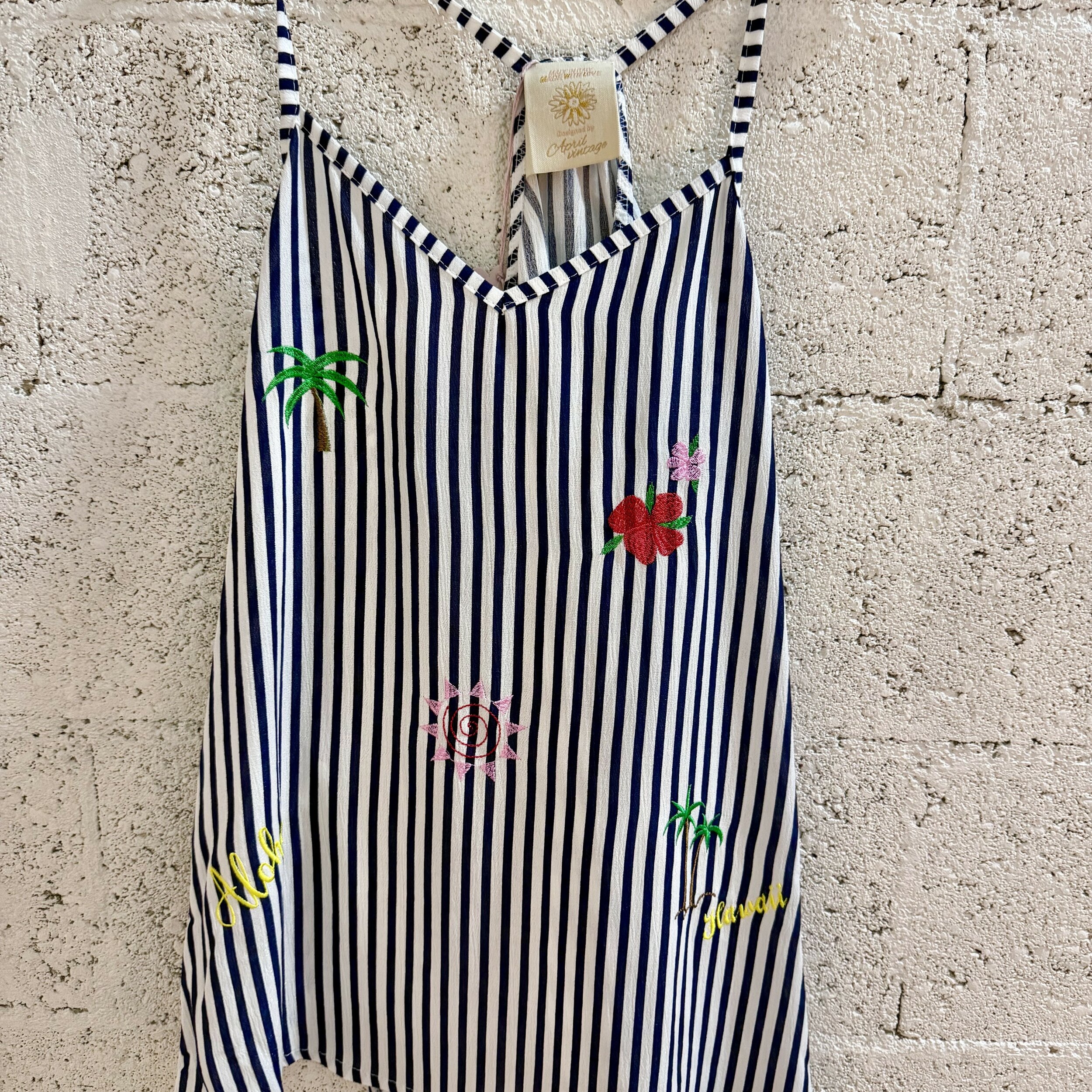 ENSEMBLE TOP ET PANTALON RAYE BLANC BLEU APRIL VINTAGE (2)