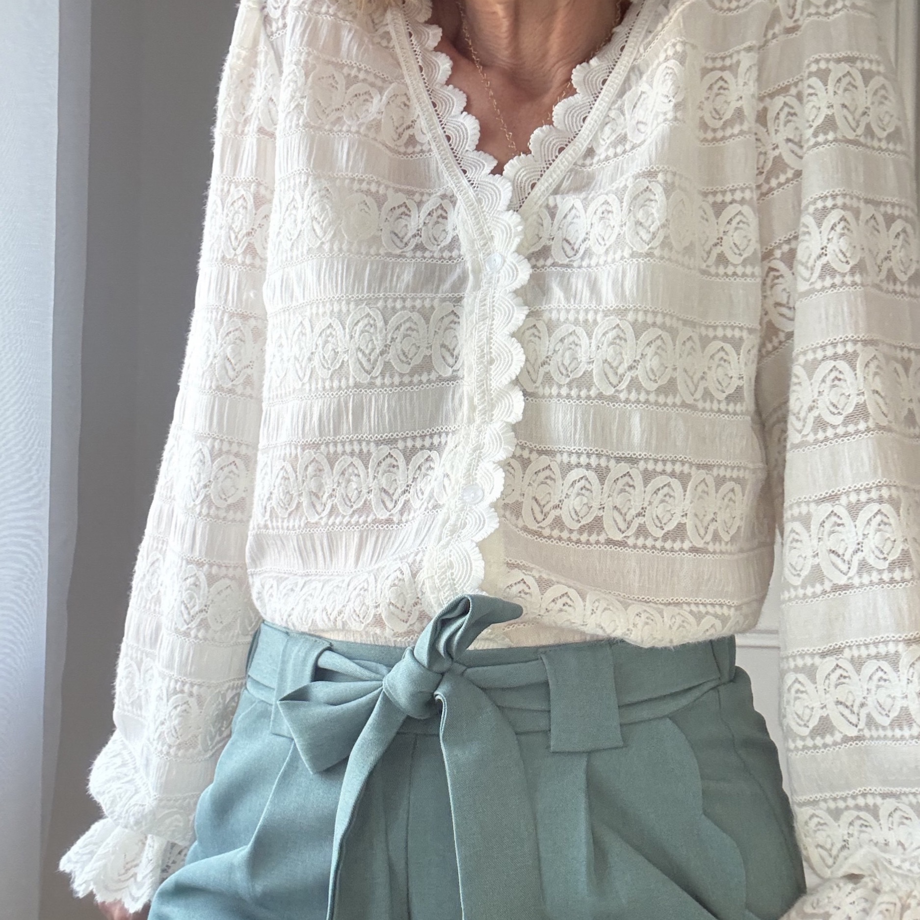 chemise blanche DENTELLE femme chic