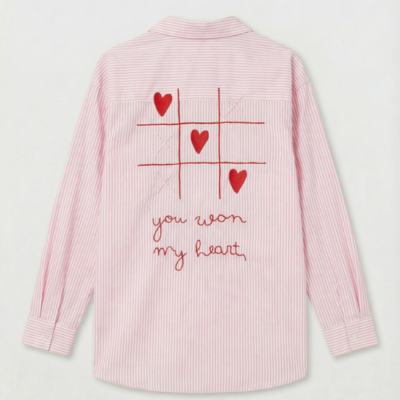 Musy muse chemise rose rayée jeu du morpion (1)