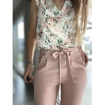 pantalon rose taille haute