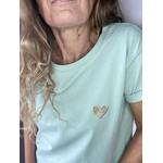 tee-shirt vert deau cœur doré