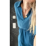 robe gaze de coton bleu canard