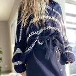 pull grosse maille marine