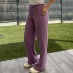 pantalon lin violet taille haute