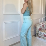 Pantalon vert clair taille haute (3)