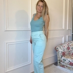 Pantalon vert deau taille haute