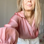 blouse vieux rose irisé satiné