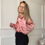 blouse vieux rose satiné liquette col chemise