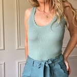 pantalon turquoise poche festonnées taille elastique lien à nouer (2)