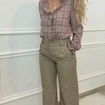 peacenlove pantalon taupe taille haute pinces tailleur (5)