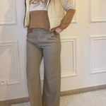 peace n love pantalon taupe taille haute pinces tailleur