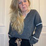 PULL PEACE NLOVE GRIS BRODERIE FLEURS DOS GRIS ECRU (4)