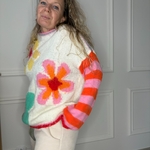 pull gold and silver fleurs maille multicolore (3)