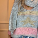 PULL DOUX CARLA GIANNINI PASTEL GRIS ETOILE STRAR (3)