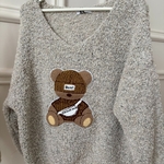 pull doudou carla giannini ourson best bear gris beige chiné