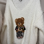 pull doudou carla giannini ourson happy love écru
