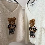 pull doudou carla giannini ourson happy love écru beige