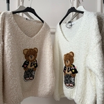 pull doudou carla giannini ourson happy love écru beige (2)