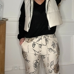 PANTALON FLEURS CARLA GIANNINI BEIGE MARRON (8)
