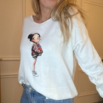 PULL BLANC MOTIF PËRSONNAGE DESSIN ANIME CARLA GIANNINI (3)