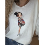 PULL BLANC MOTIF PËRSONNAGE DESSIN ANIME CARLA GIANNINI (8)
