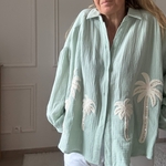 SARAH JOHN - VERSION M - MUSY MUSE BAHAMAS - Chemise vert deau en gaze de coton (2)