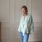 SARAH JOHN - VERSION M - MUSY MUSE BAHAMAS - Chemise vert deau en gaze de coton (12)